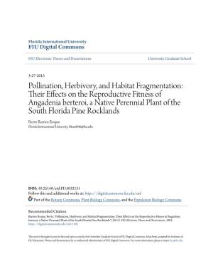 Pollination, Herbivory, and Habitat Fragmentation: Their Effects on The
