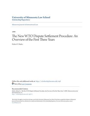 The New WTO Dispute Settlement Procedure: an Overview of the First Three Years