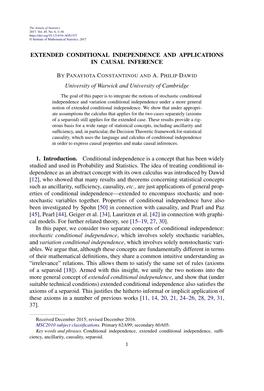 Extended Conditional Independence and Applications in Causal Inference