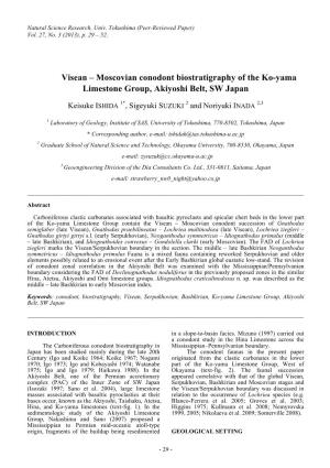 Visean – Moscovian Conodont Biostratigraphy of the Ko-Yama Limestone Group, Akiyoshi Belt, SW Japan