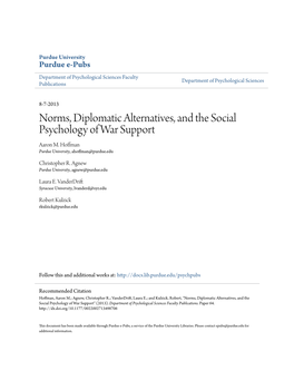 Norms, Diplomatic Alternatives, and the Social Psychology of War Support Aaron M