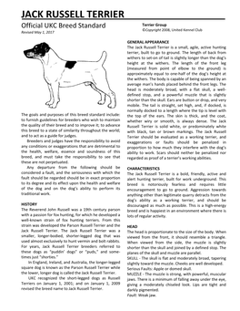 Download Jack Russell Terrier Breed Standard