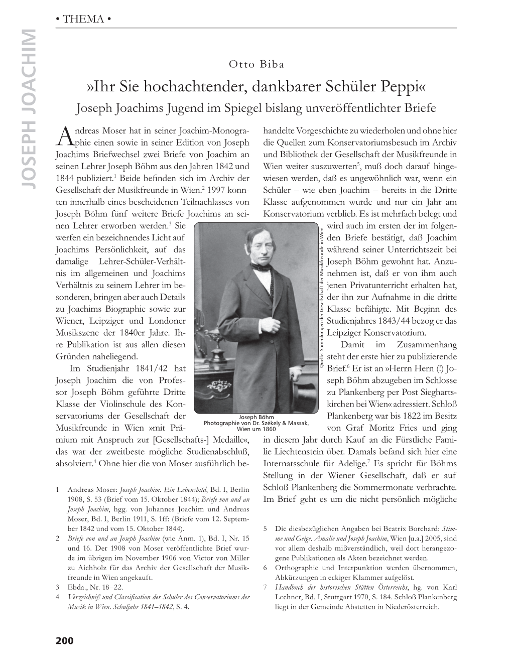 Joseph Joachims Jugend Im Spiegel Bislang Unveröffentlichter Briefe