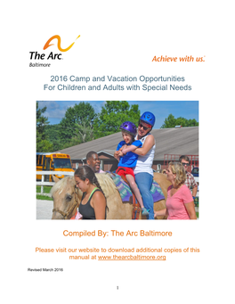 2016 Camp and Vacation Opportunities for Children and Adults with Special Needs