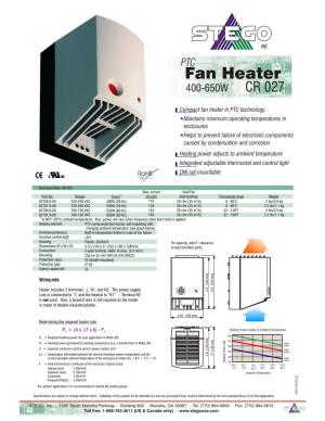 Fan Heater 400-650W CR 027