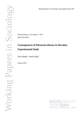 Consequences of Electoral Reforms in Slovakia