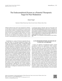The Endocannabinoid System As a Potential Therapeutic Target for Pain Modulation