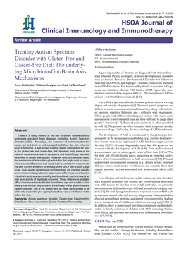 Treating Autism Spectrum Disorder with Gluten-Free and Casein-Free Diet: the Underlying Microbio- Ta-Gut-Brain Axis Mechanisms