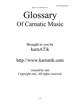 Glossary of Carnatic Terms