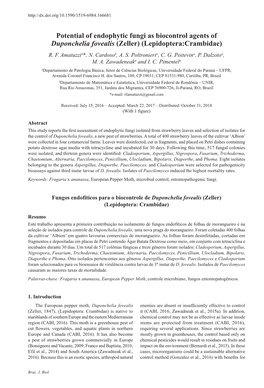 Potential of Endophytic Fungi As Biocontrol Agents of Duponchelia Fovealis (Zeller) (Lepidoptera:Crambidae) R