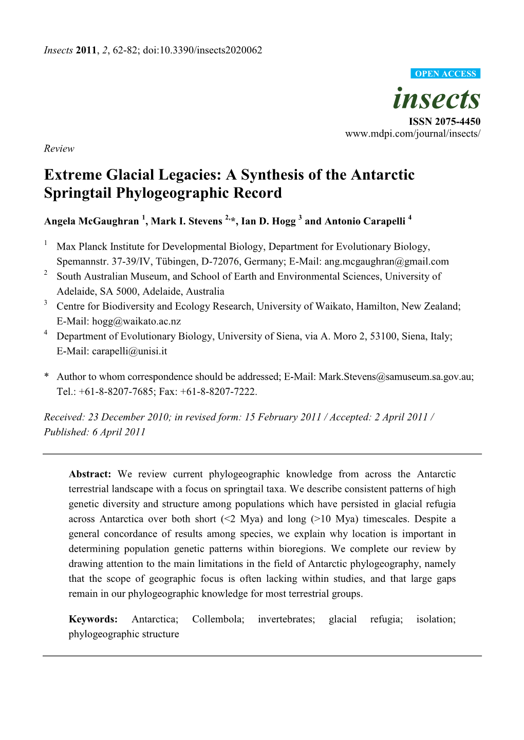 A Synthesis of the Antarctic Springtail Phylogeographic Record