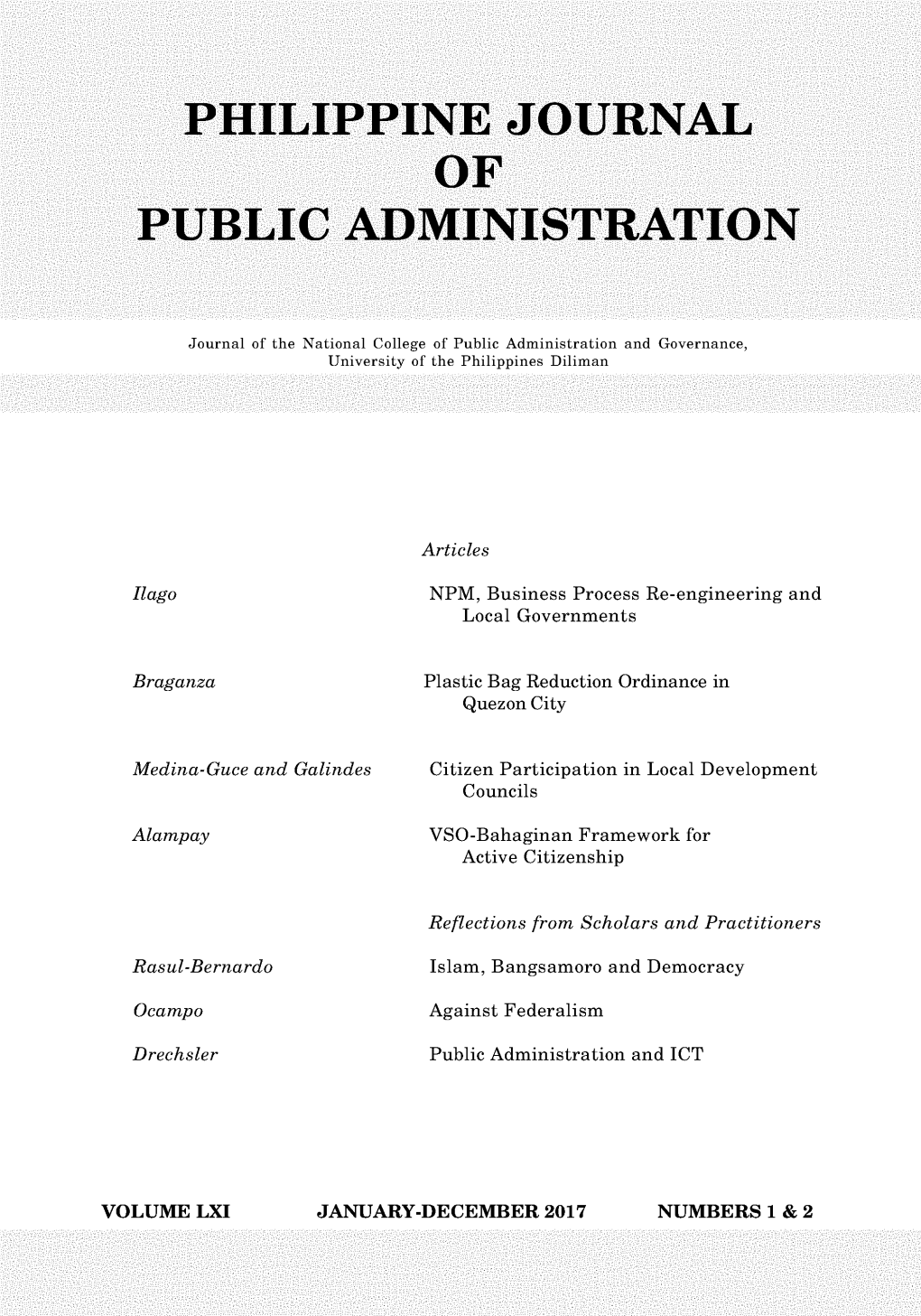 Philippine Journal of Public Administration