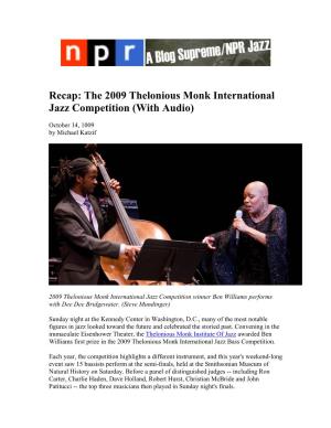 Recap: the 2009 Thelonious Monk International Jazz Competition (With Audio)