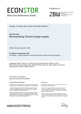 Renminbising China's Foreign Assets
