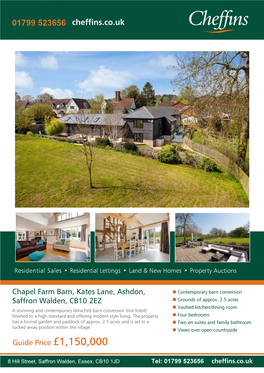 Chapel Farm Barn, Kates Lane, Ashdon, Saffron Walden, CB10 2EZ