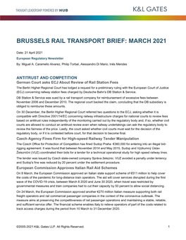 Brussels Rail Transport Brief: March 2021