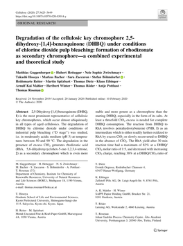 [1,4]-Benzoquinone (DHBQ) Under Conditions of Chlorine Dioxide Pulp