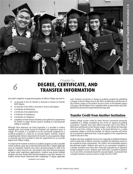Degree, Certificate, and Transfer Information