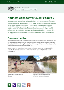 Northern Connectivity Event Update 7 a Release of Water from Dams in the Northern Murray-Darling Basin Started in Mid-April