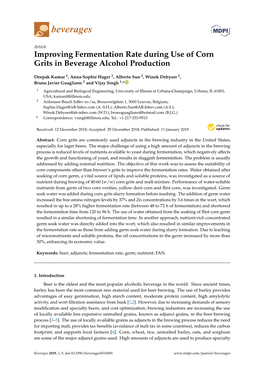 Improving Fermentation Rate During Use of Corn Grits in Beverage Alcohol Production