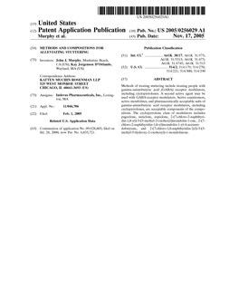 (12) Patent Application Publication (10) Pub. No.: US 2005/0256029 A1 Murphy Et Al