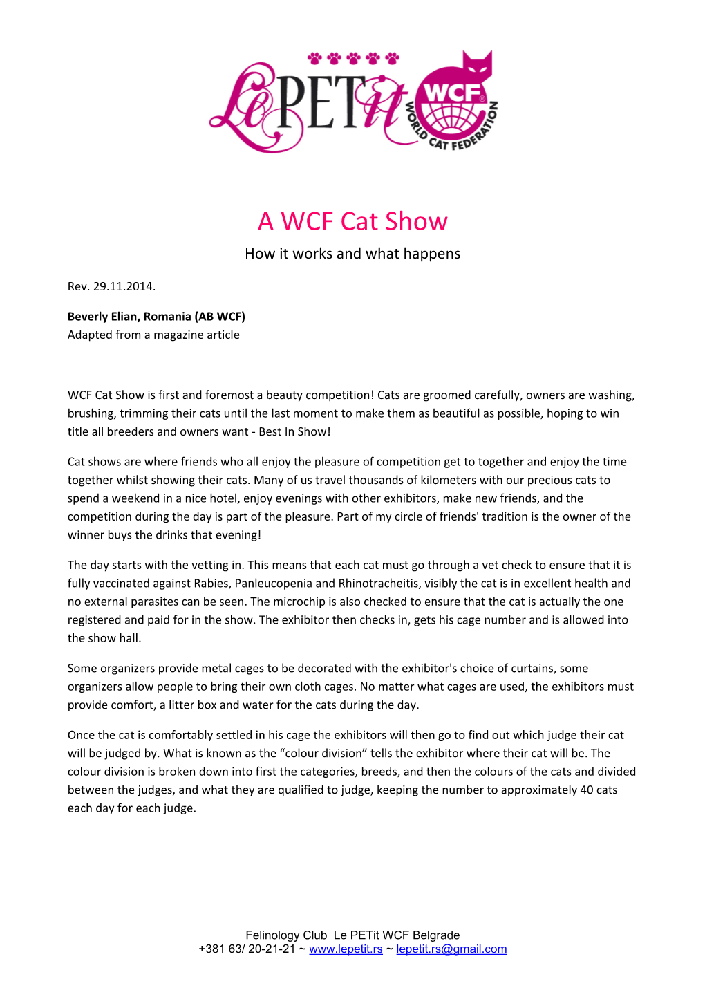 A WCF Cat Show How It Works and What Happens