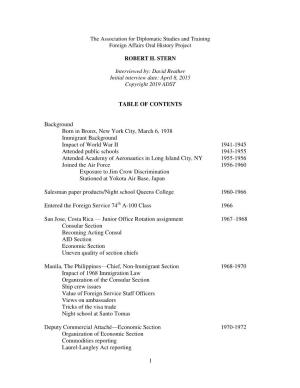 1 TABLE of CONTENTS Background Born in Bronx, New York City, March 6, 1938 Immigrant Background Impact of World War II 1941-1945