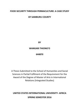 A Case Study of Samburu County by Wangari Thiong'o