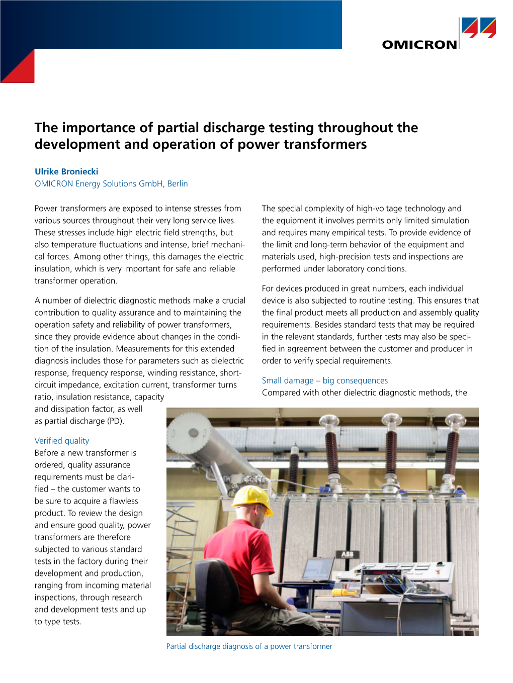 The Importance of Partial Discharge Testing on Power Transformers