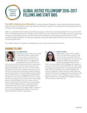 Global Justice Fellowship 2016–2017 Fellows and Staff Bios