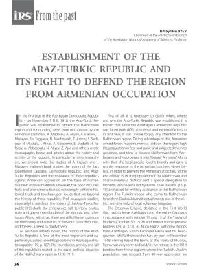 Establishment of the Stablishment of the Araz-Turkic Republic and Its Fight