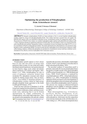 Optimizing the Production of Polyphosphate from Acinetobacter Towneri