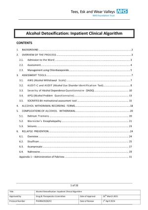 Alcohol Detoxification: Inpatient Clinical Algorithm