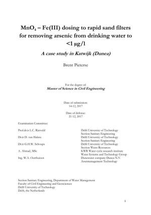 Fe(III) Dosing to Rapid Sand Filters for Removing Arsenic from Drinking