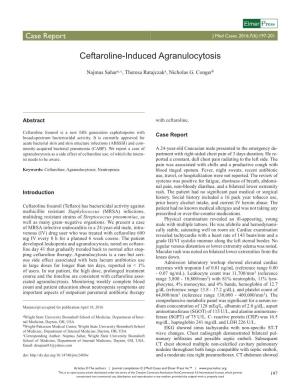 Ceftaroline-Induced Agranulocytosis