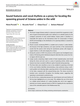 Sound Features and Vocal Rhythms As a Proxy for Locating the Spawning Ground of Sciaena Umbra in the Wild