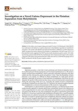Investigation on a Novel Galena Depressant in the Flotation Separation from Molybdenite