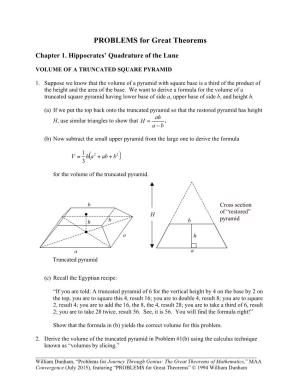 PROBLEMS for Great Theorems
