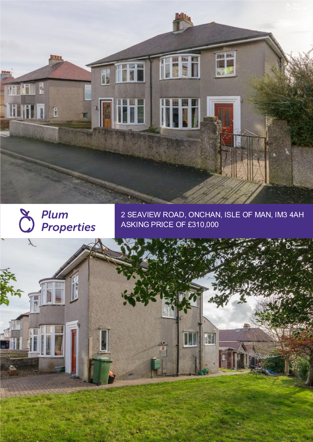 2 Seaview Road, Onchan, Isle of Man, Im3 4Ah Asking Price of £310,000