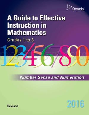 Number Sense and Numeration Every Effort Has Been Made in This Publication to Identify Mathematics Resources and Tools (E.G., Manipulatives) in Generic Terms