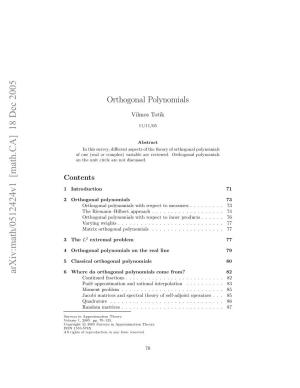 Orthogonal Polynomials 71