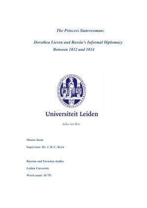 Dorothea Lieven and Russia's Informal Diplomacy Between 1812 and 1834