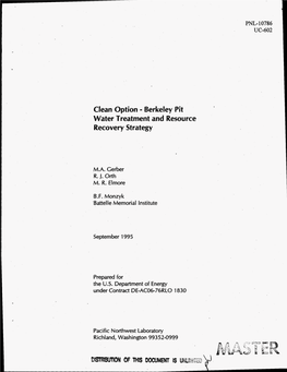 Berkeley Pit Water Treatment and Resource Recovery Strategy