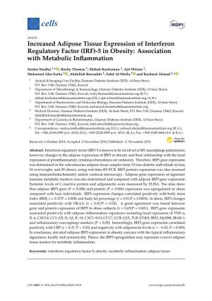 Increased Adipose Tissue Expression of Interferon Regulatory Factor (IRF)-5 in Obesity: Association with Metabolic Inﬂammation