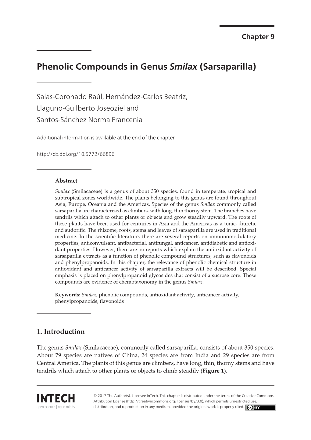 Phenolic Compounds in Genus Smilax (Sarsaparilla) Phenolic Compounds in Genus Smilax (Sarsaparilla)