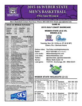 2015-16 Weber State Men's Basketball 10+ Points