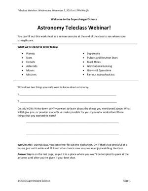 Astronomy Teleclass Webinar!