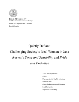 Challenging Society's Ideal Woman in Jane Austen's Sense And