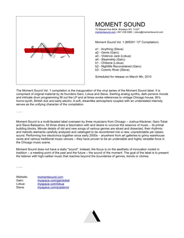 Moment Sound Vol. 1 (MS001 12" Compilation)
