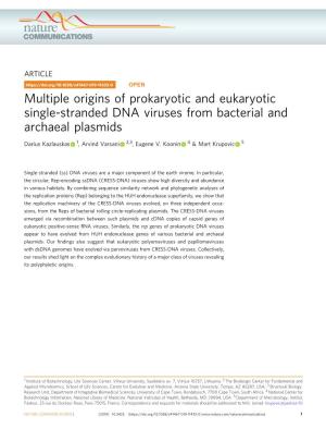 Multiple Origins of Prokaryotic and Eukaryotic Single-Stranded DNA Viruses from Bacterial and Archaeal Plasmids